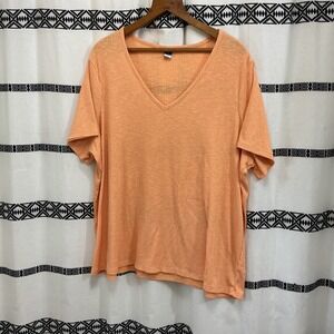 Old Navy Luxe Peach Ribbed V Neck T-Shirt Womens Plus Size XXL Short Sleeve